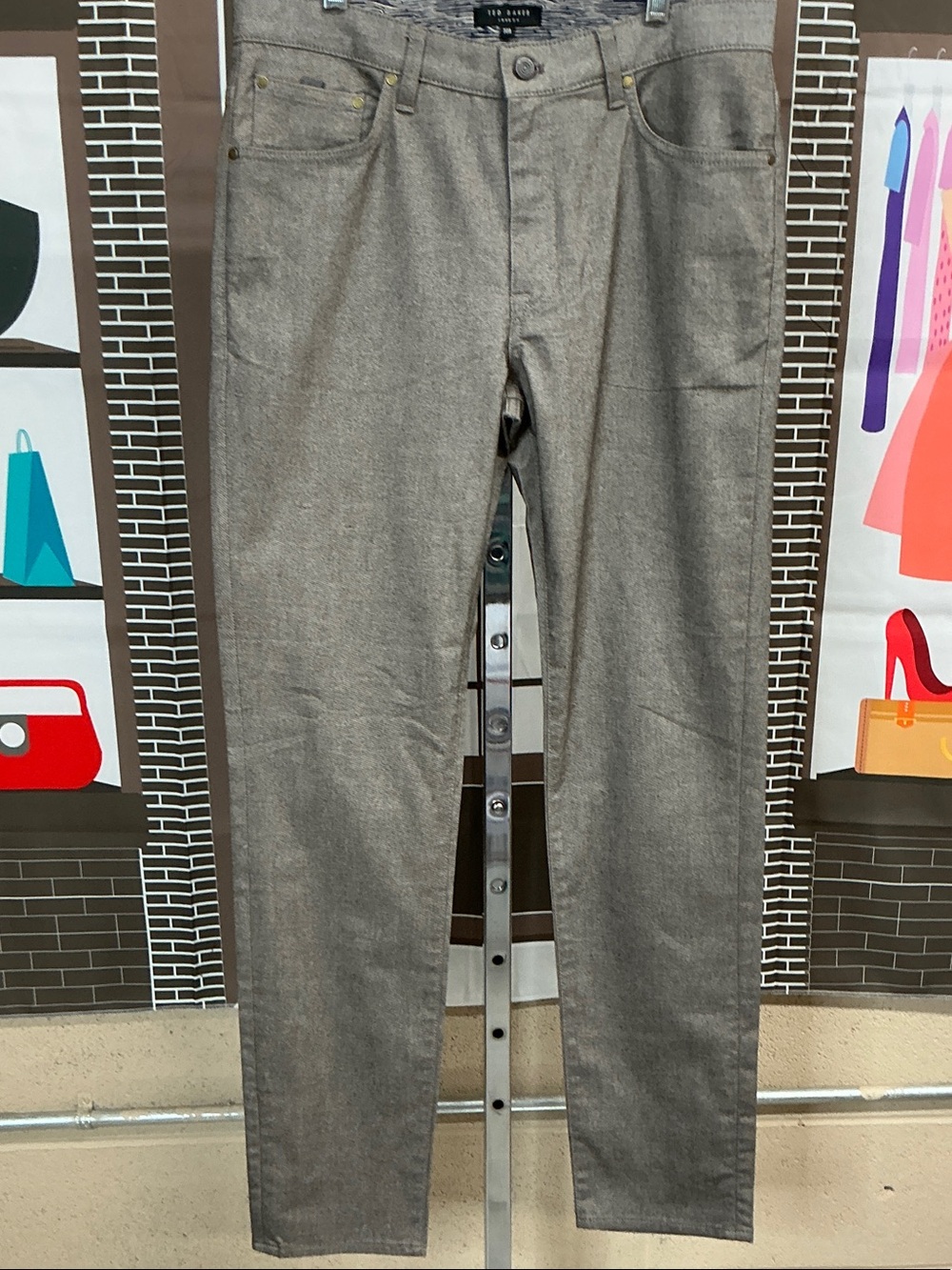 Ted Baker Men's Slim Chinos in Heather Taupe. #2272